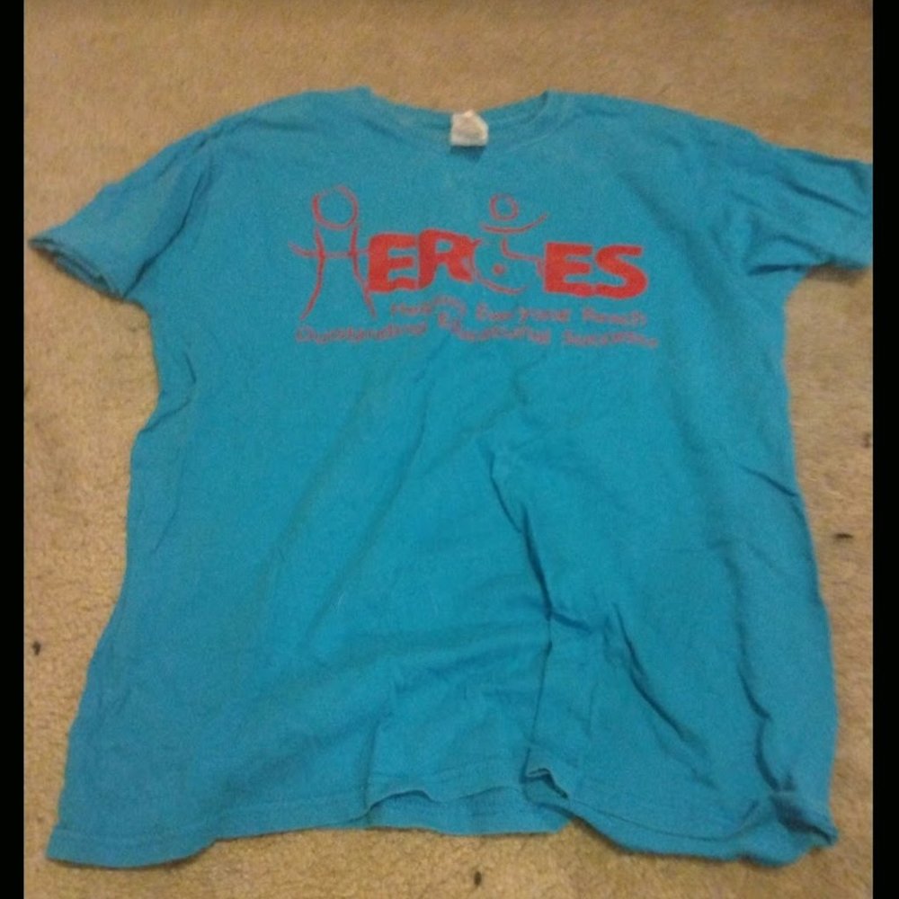 Unisex Adults Gilden Heroes Camp Blue-Red Orange Short Sleeve Shirt Size Medium